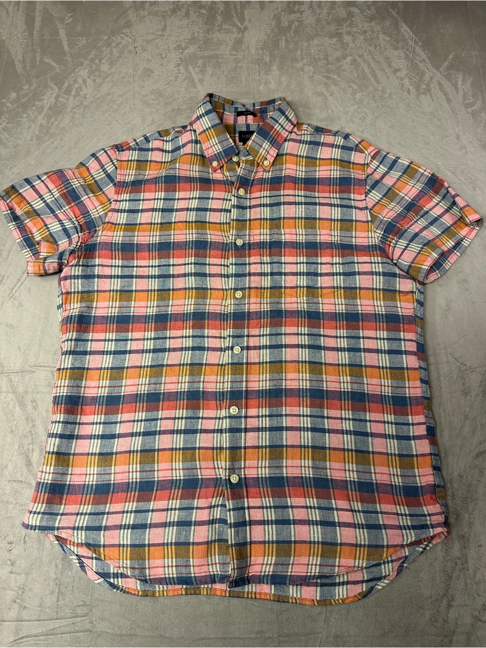 J. Crew Short-Sleeve Plaid Button-Down Shirt - Pink, Blue, Yellow
